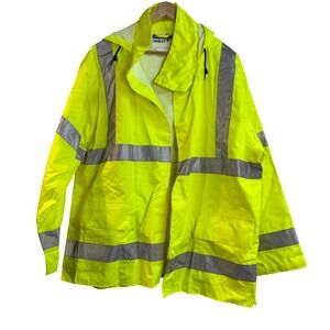 Tingley Vision Hi Vis Yellow Green Rain Jacket Hood Class‎ 3 Reflective Mens XL
